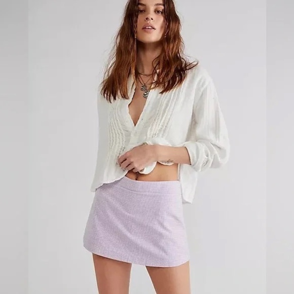 FREE PEOPLE NWT big dreams skort/skirt gingham - Picture 1 of 4